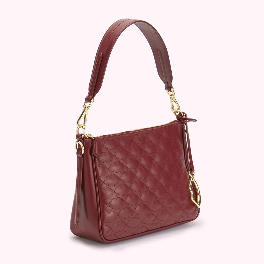 ROSEWOOD SMALL QUILTED LIP LEATHER CALLIE CROSSBODY BAG