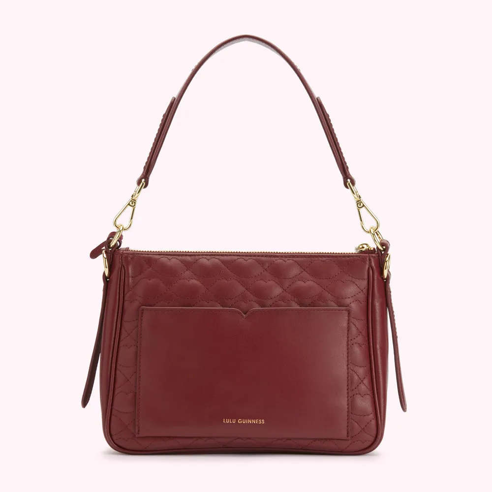 ROSEWOOD SMALL QUILTED LIP LEATHER CALLIE CROSSBODY BAG