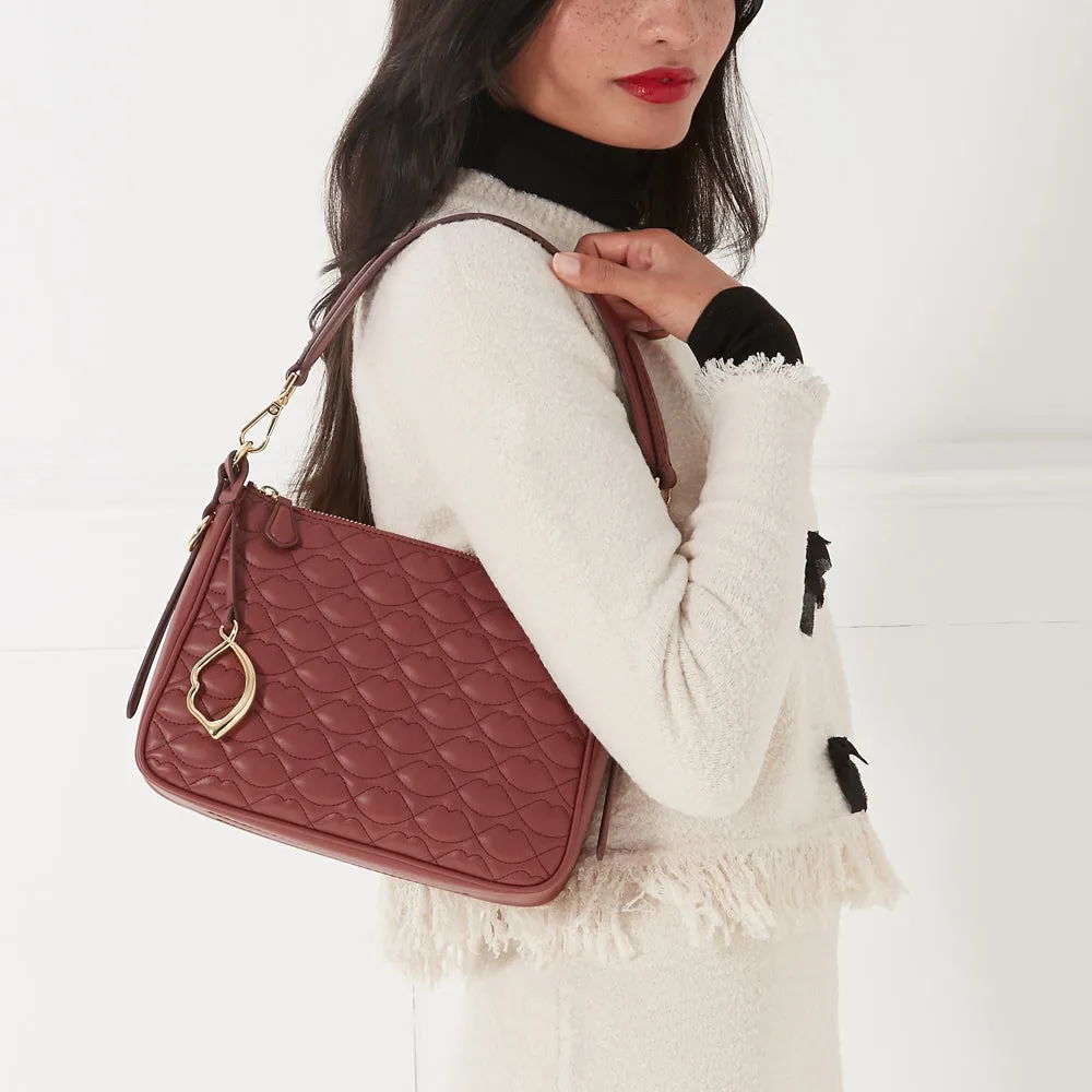 RUSSET QUILTED LIP LEATHER CALLIE CROSSBODY BAG