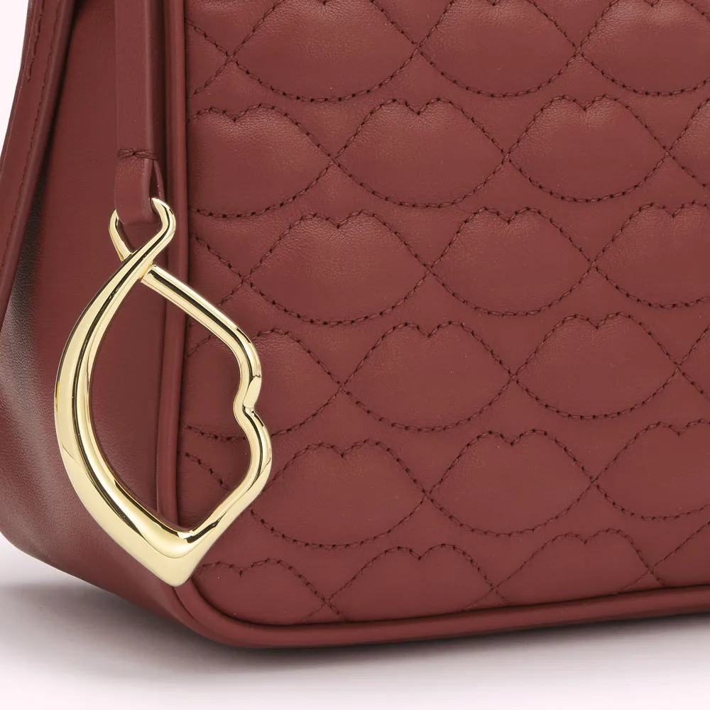 RUSSET QUILTED LIP LEATHER CALLIE CROSSBODY BAG