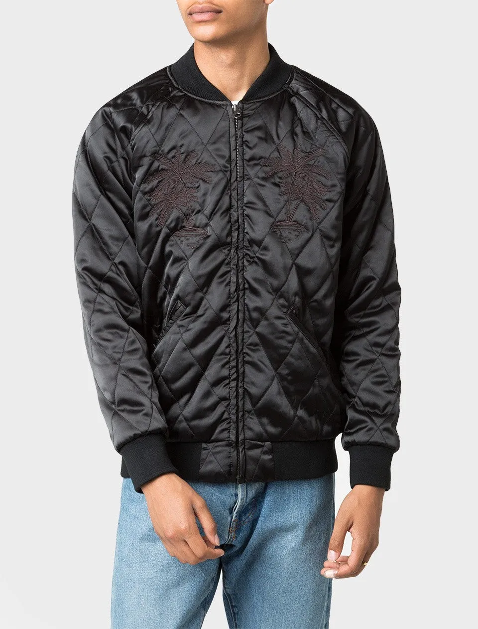 Satin Palm Mens Jacket - Black