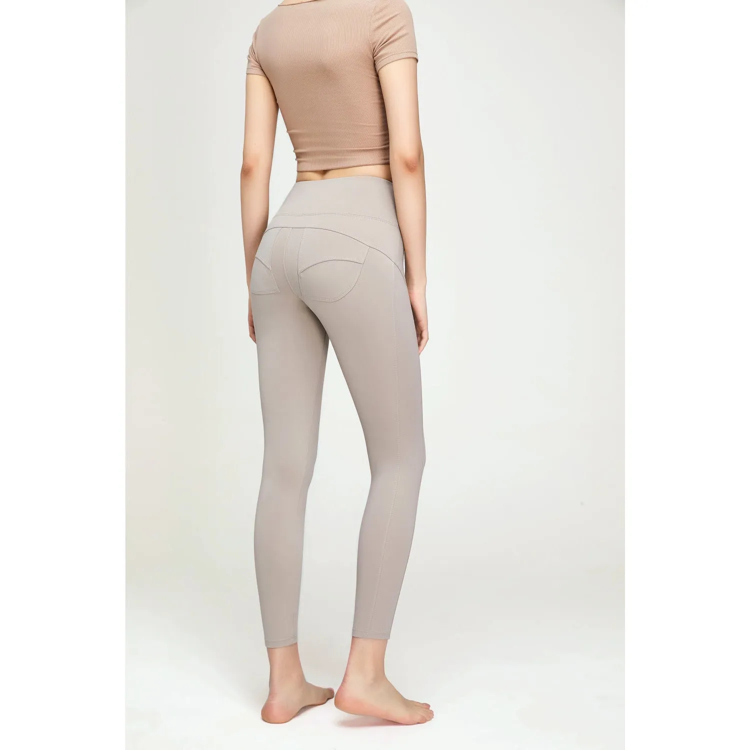 Seam Detail Wide Waistband Sports Leggings