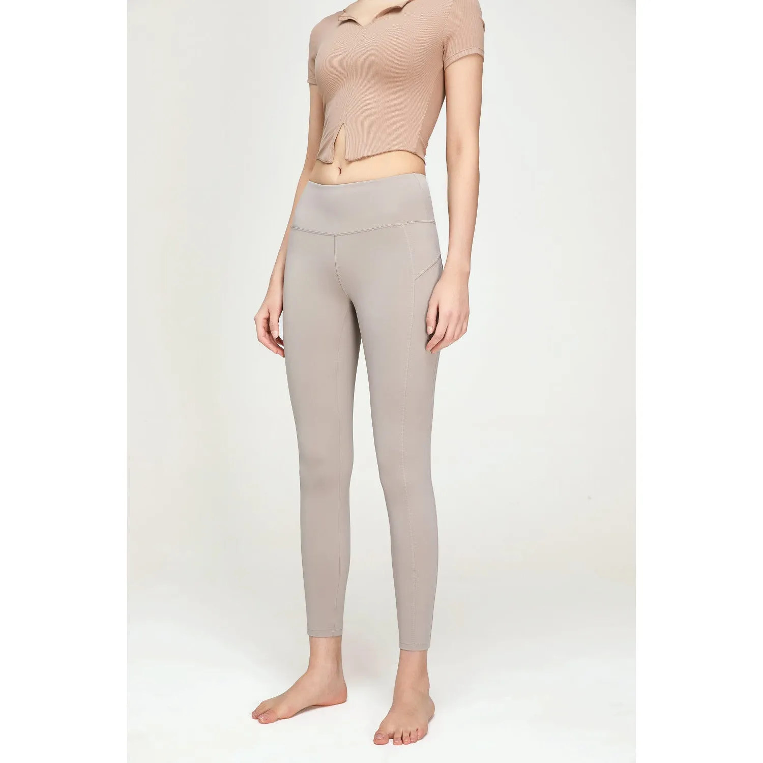 Seam Detail Wide Waistband Sports Leggings