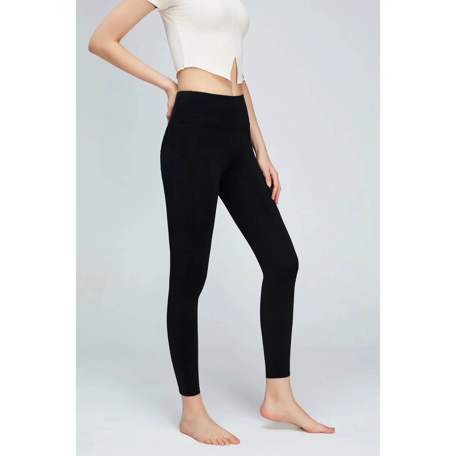 Seam Detail Wide Waistband Sports Leggings