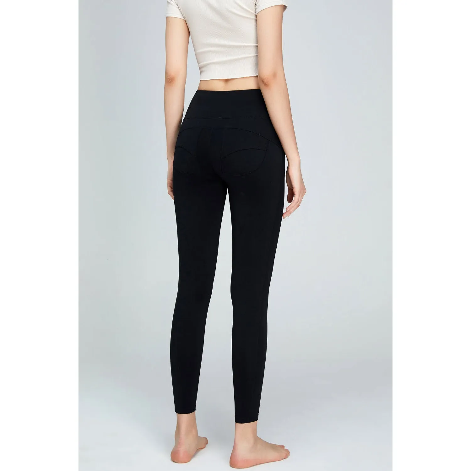 Seam Detail Wide Waistband Sports Leggings