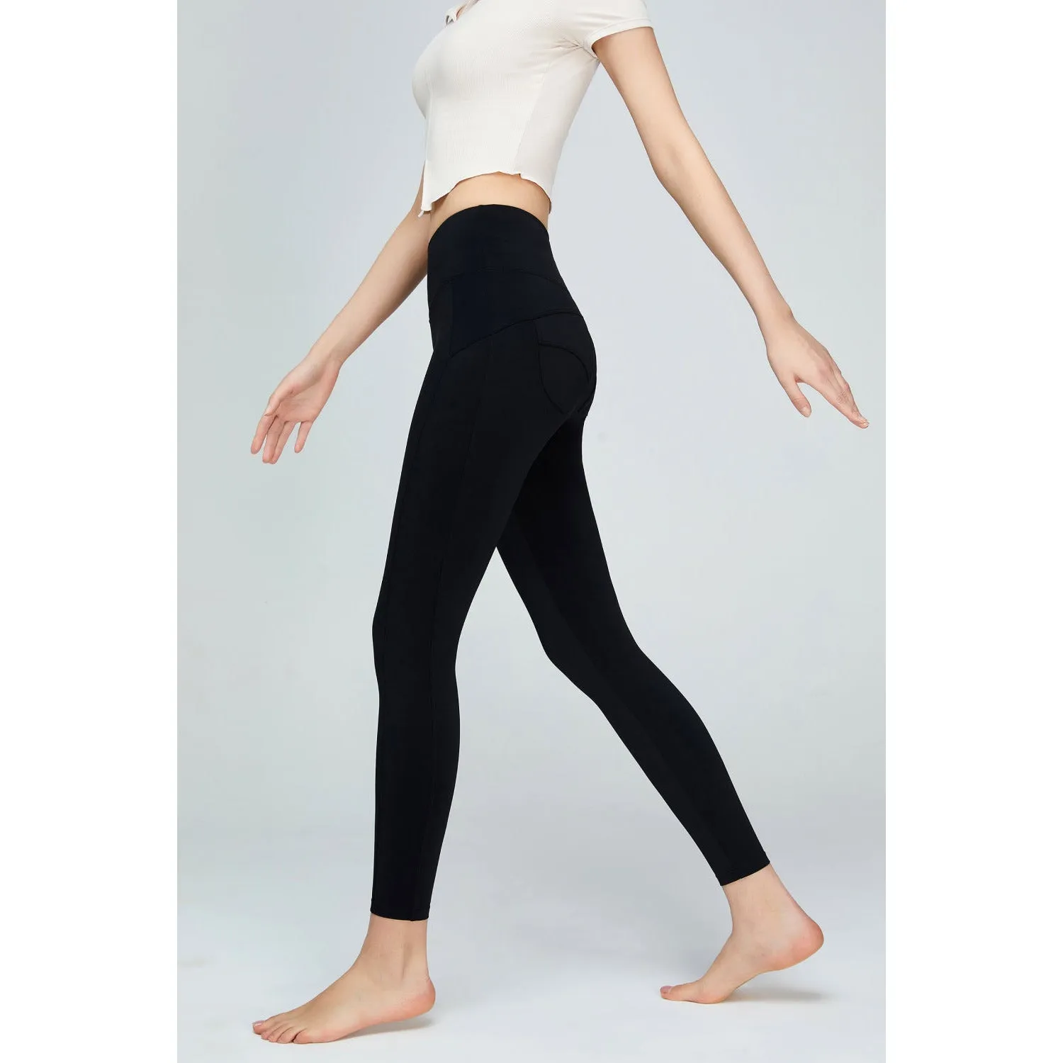 Seam Detail Wide Waistband Sports Leggings