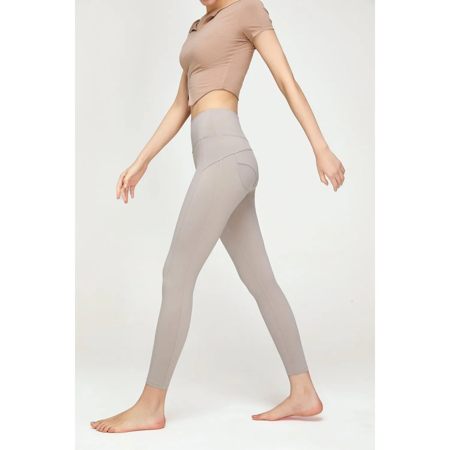 Seam Detail Wide Waistband Sports Leggings