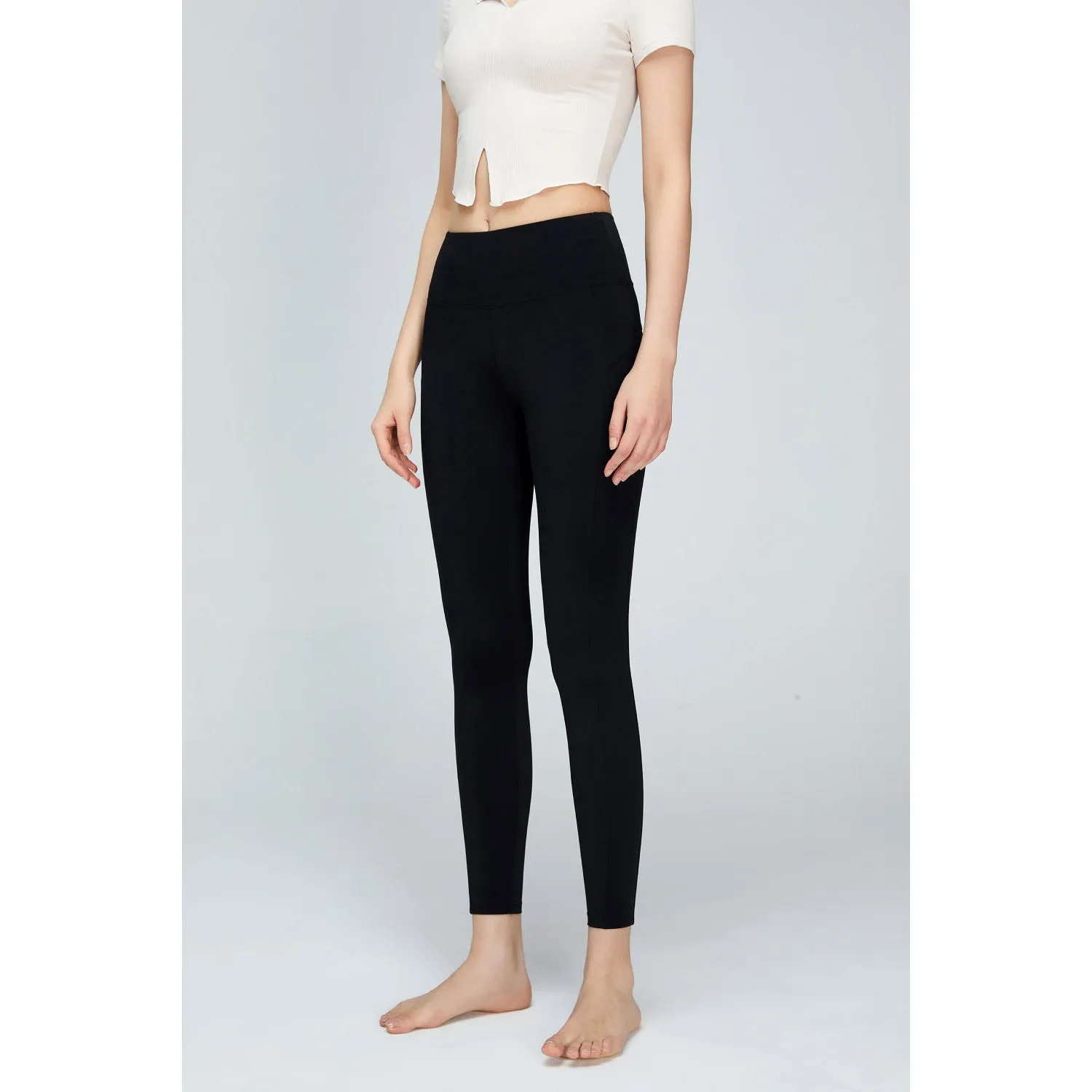 Seam Detail Wide Waistband Sports Leggings