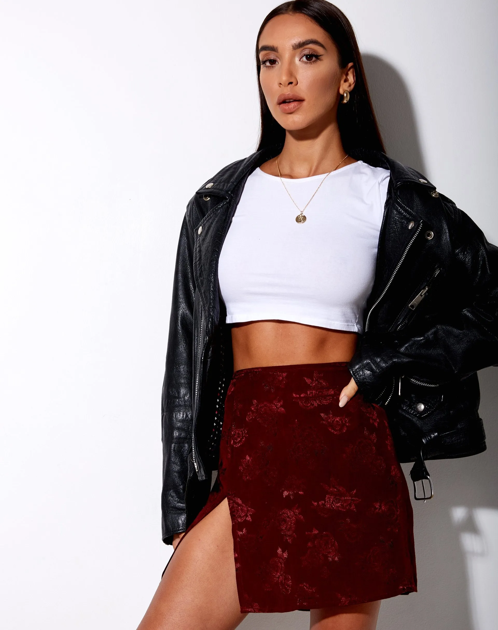 Shenka Mini Skirt in Satin Rose Mulberry