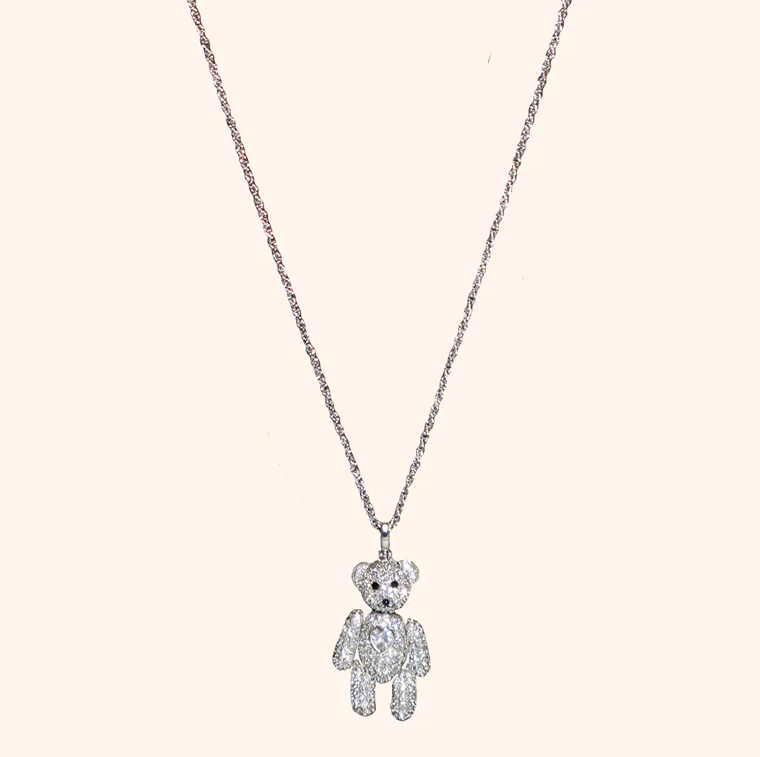 Silver Teddy to the Rescue Necklace