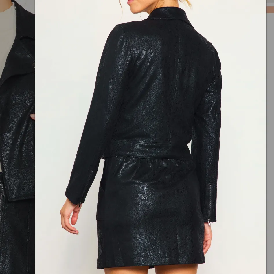 Snake Eyes Faux Suede Snakeskin Moto Jacket