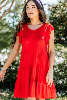 Stay With You Always Red Tiered Dress