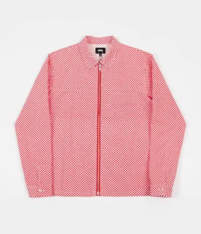 Stussy Mini Check Full Zip Shirt - Red