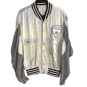 Taka Uchiyama for Filly Stons 1985 Vintage Silver & Gray Satin Varsity Jacket