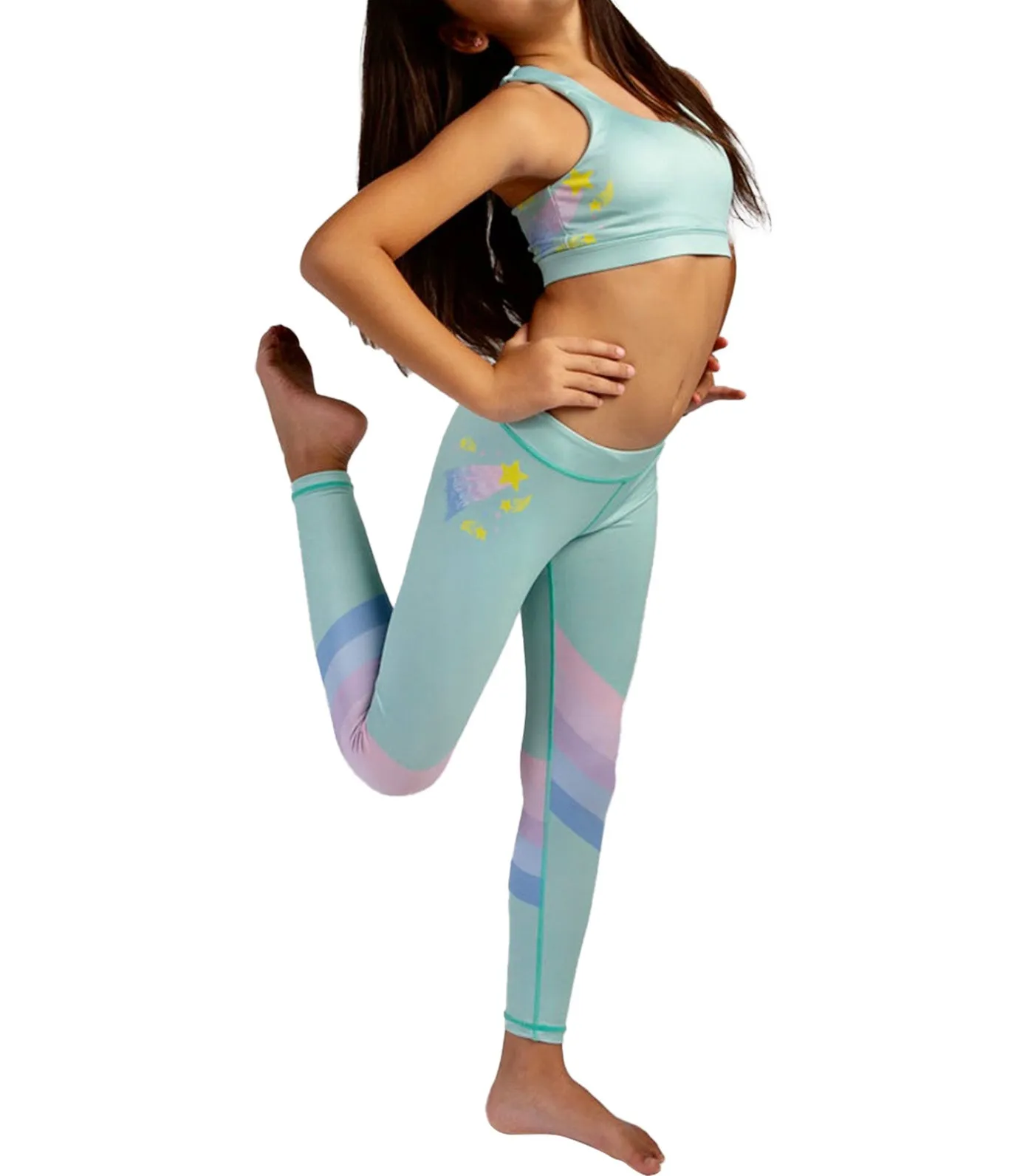 Teal Retro Shooting Star Leggings - Confidence