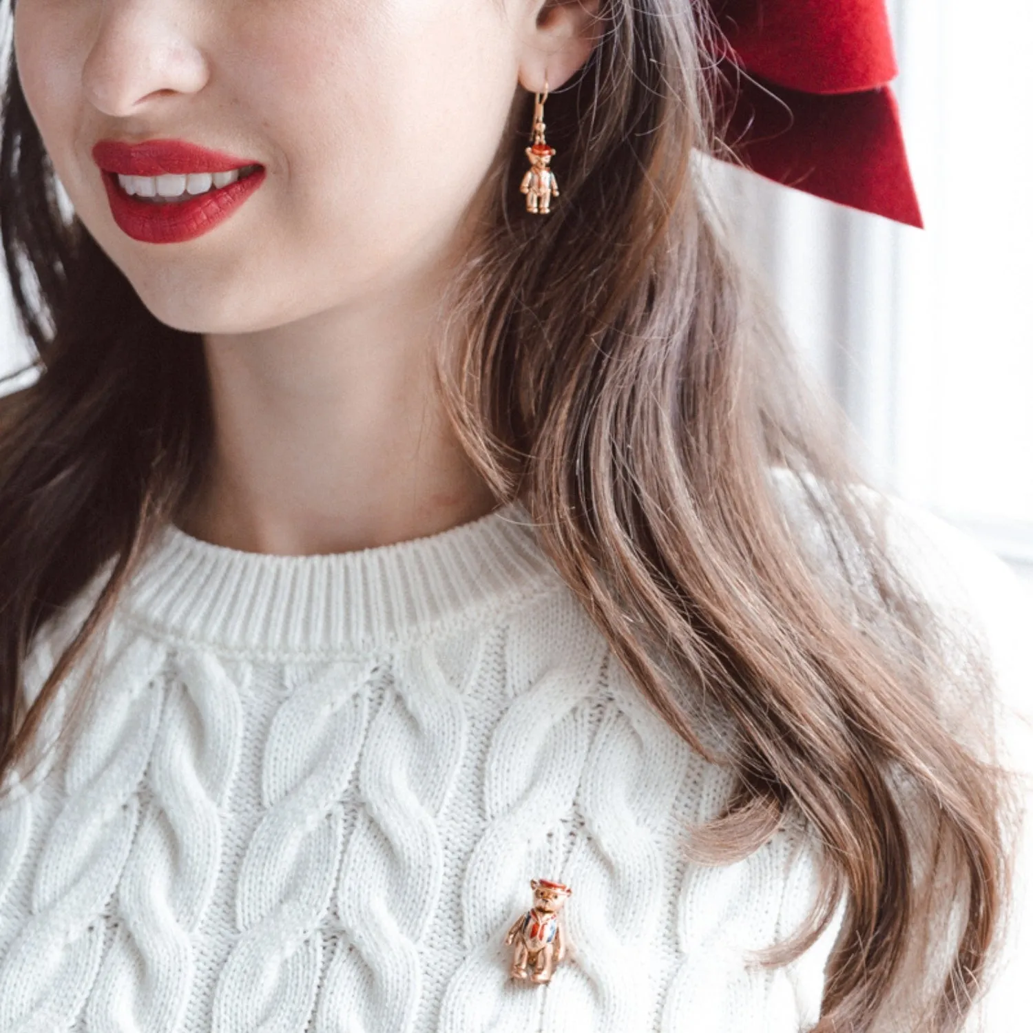 Teddy Bear Drop Earrings