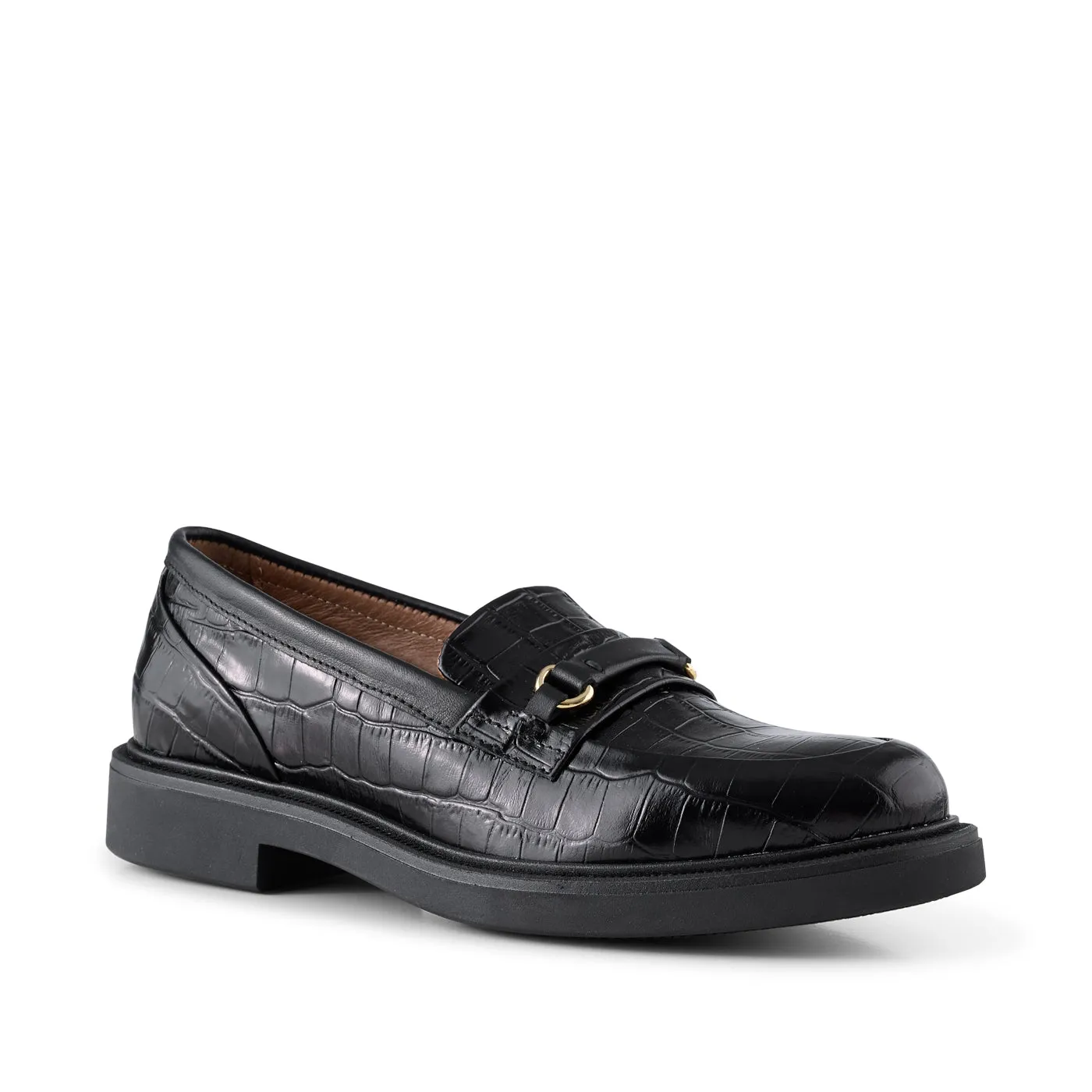 Thyra loafer leather - BLACK CROCO