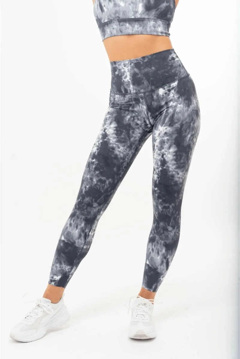 Tie Dye Leggings - White Grey