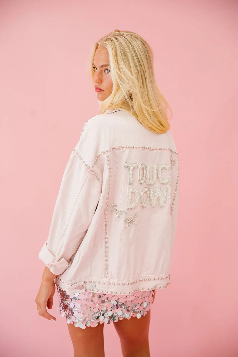 TOUCHDOWN BEADED BOW PINK JACKET