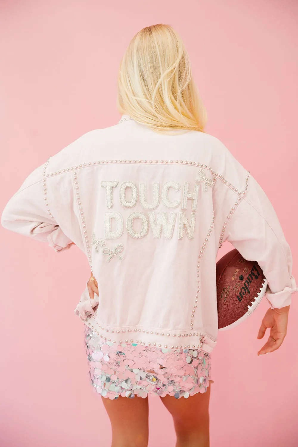 TOUCHDOWN BEADED BOW PINK JACKET