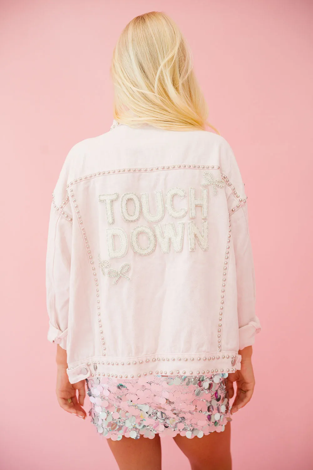 TOUCHDOWN BEADED BOW PINK JACKET