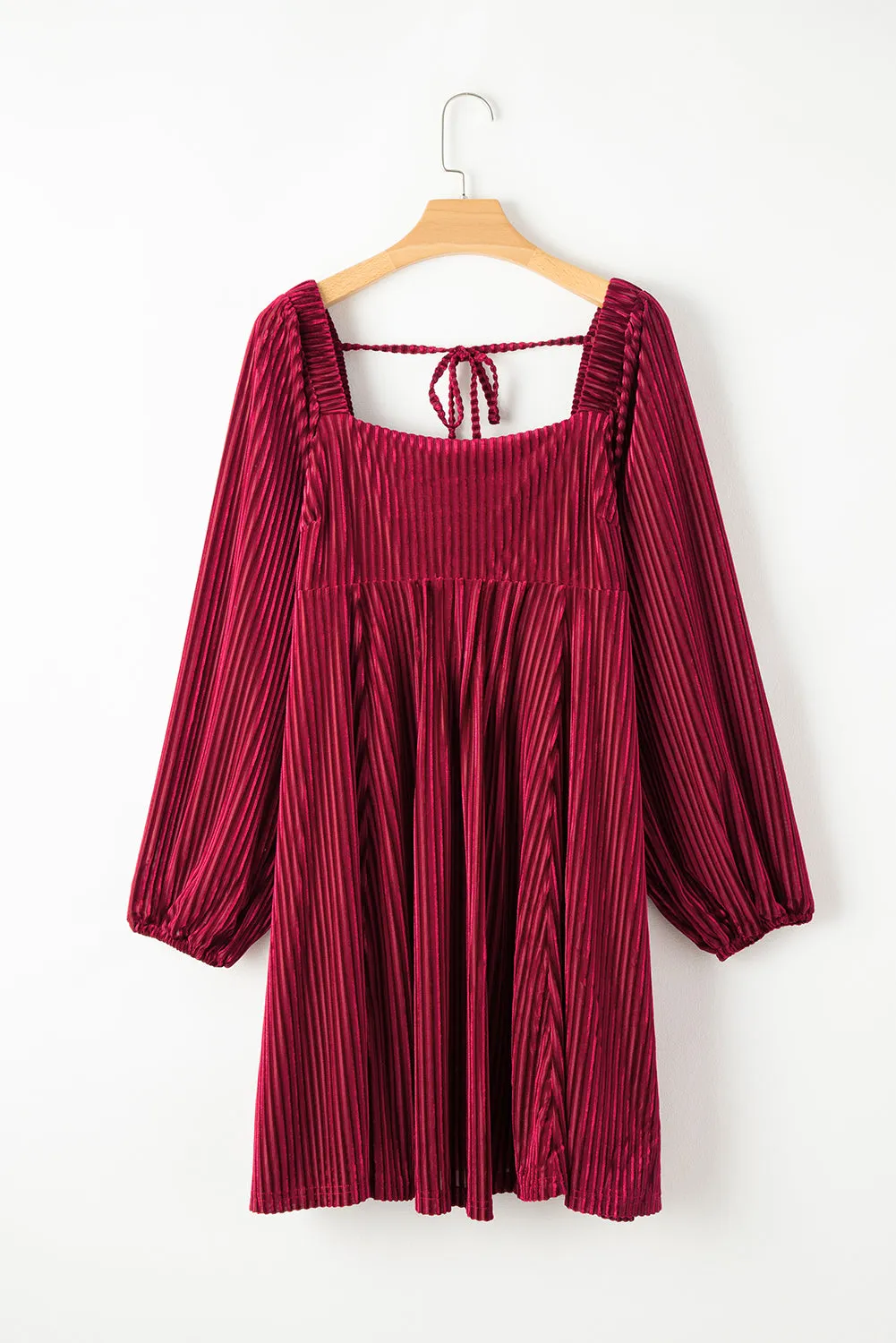 Velvet Square Neck Babydoll Dress