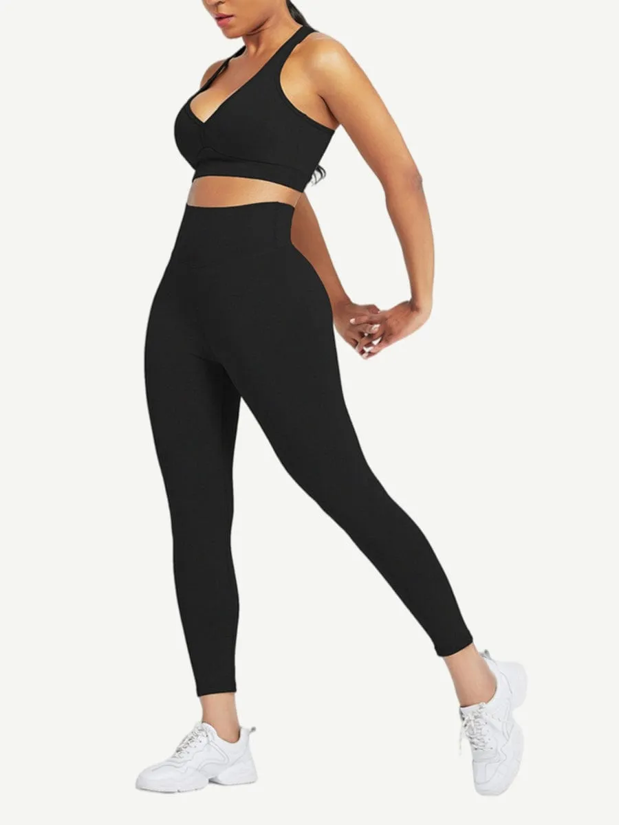 Wholesale Racerback High Waist Pockets Sports Suit Breathable