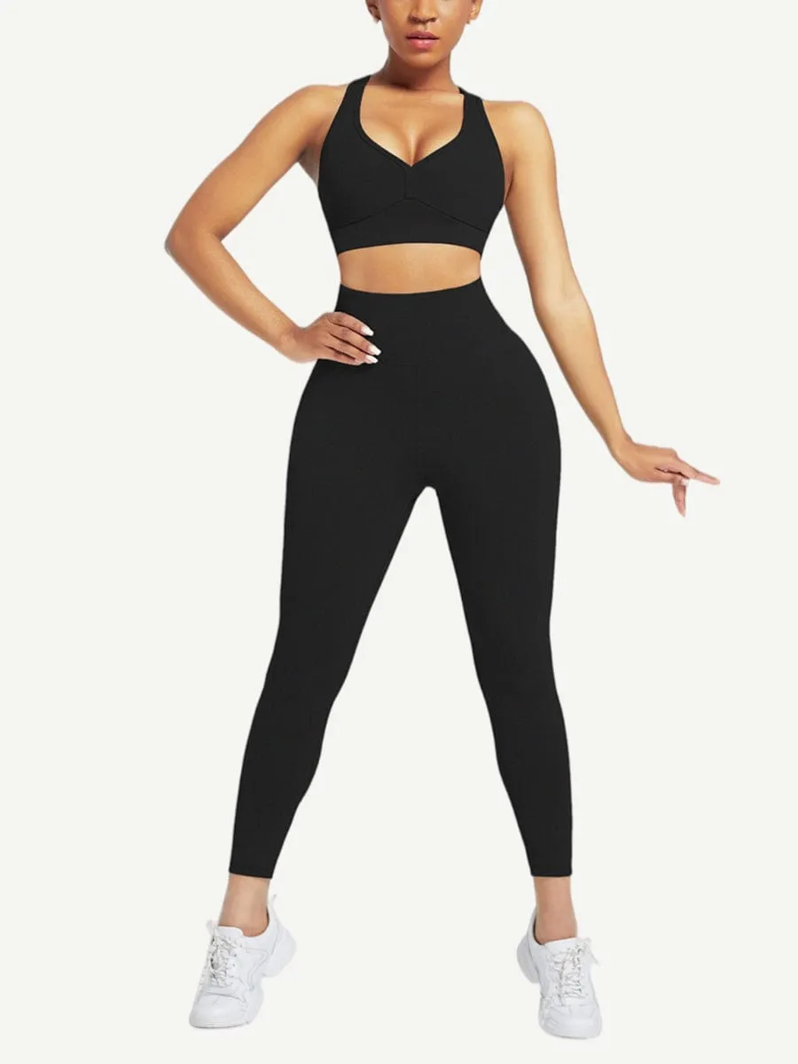 Wholesale Racerback High Waist Pockets Sports Suit Breathable