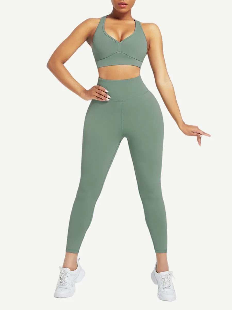 Wholesale Racerback High Waist Pockets Sports Suit Breathable