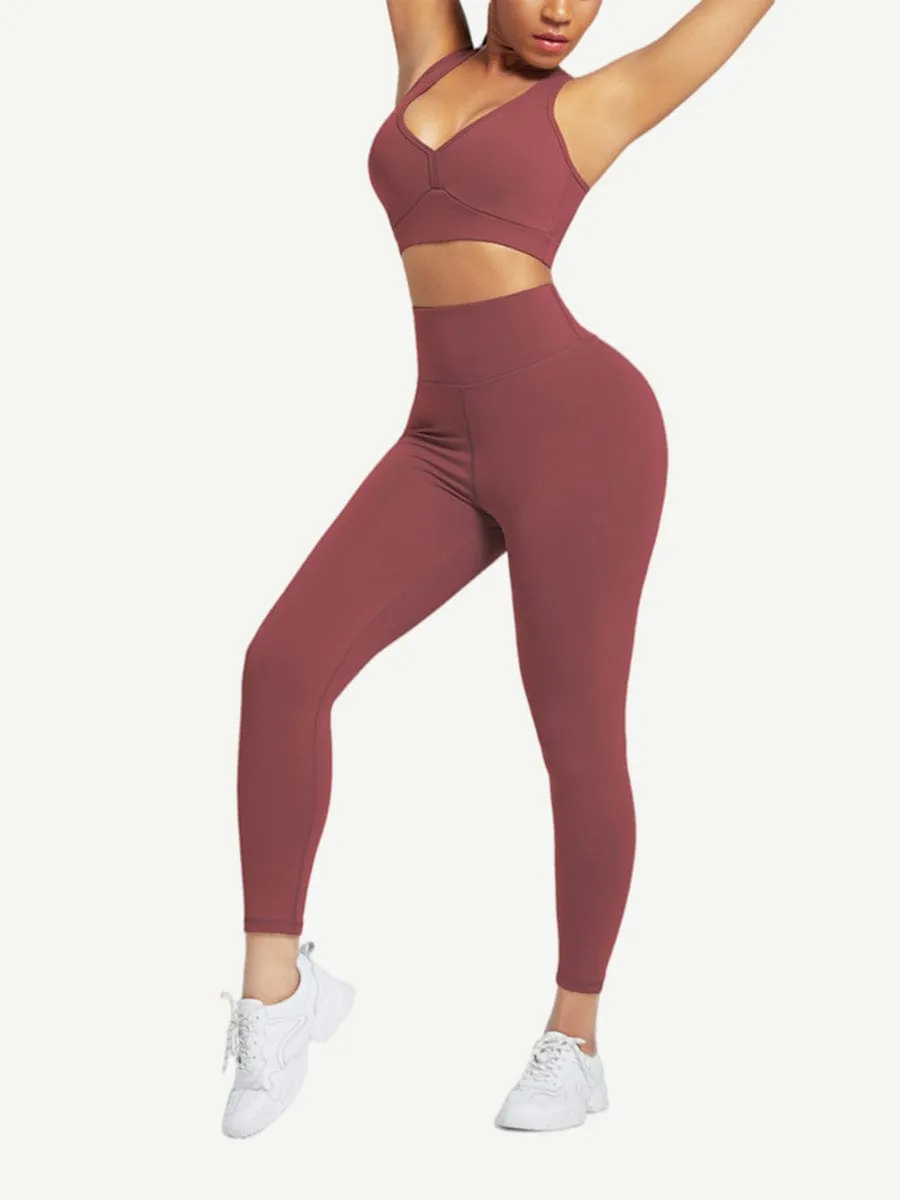 Wholesale Racerback High Waist Pockets Sports Suit Breathable