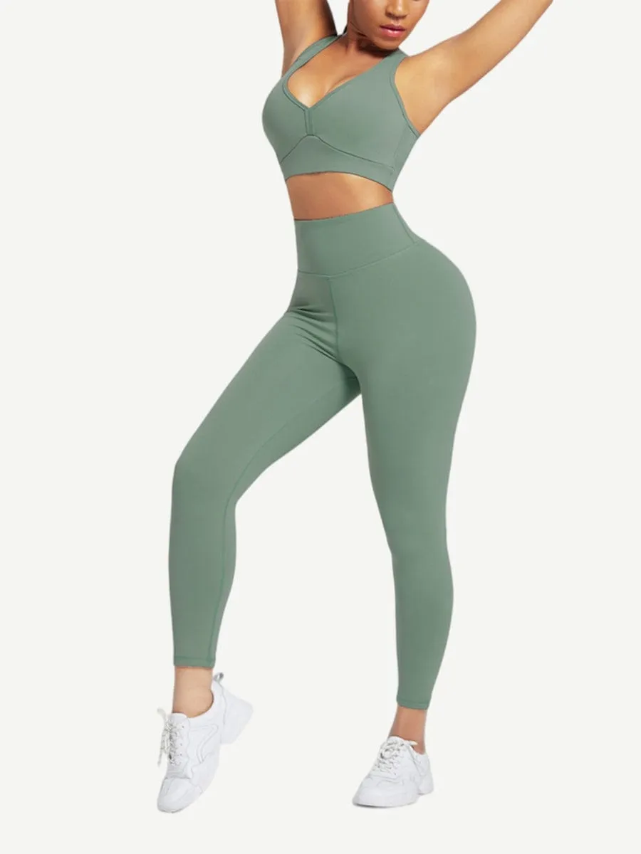 Wholesale Racerback High Waist Pockets Sports Suit Breathable