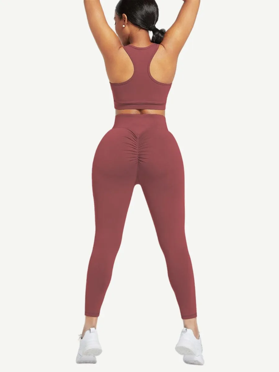 Wholesale Racerback High Waist Pockets Sports Suit Breathable