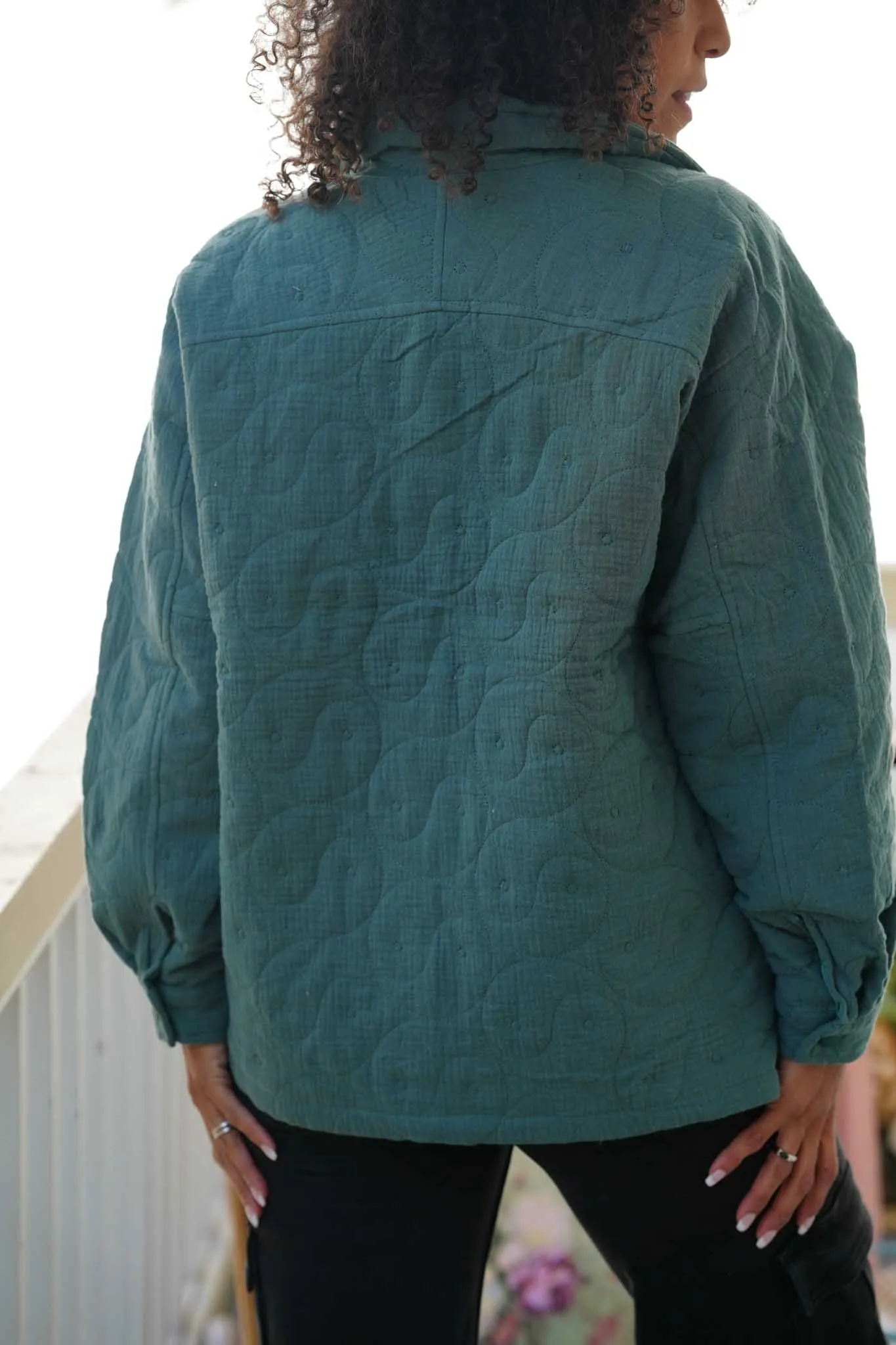 Yin Yang Quilted Jacket- Kelly Green