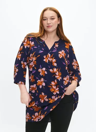 Zizzi Anni Peacoat Flower Tunic